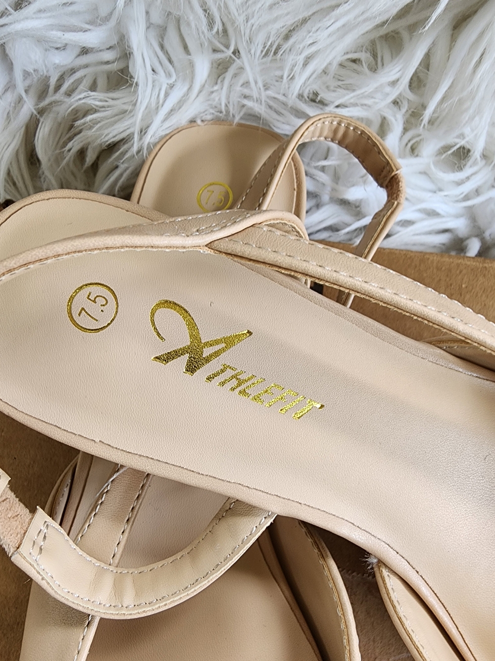 Beige and Black Slingback Flats - Picture 2 of 3